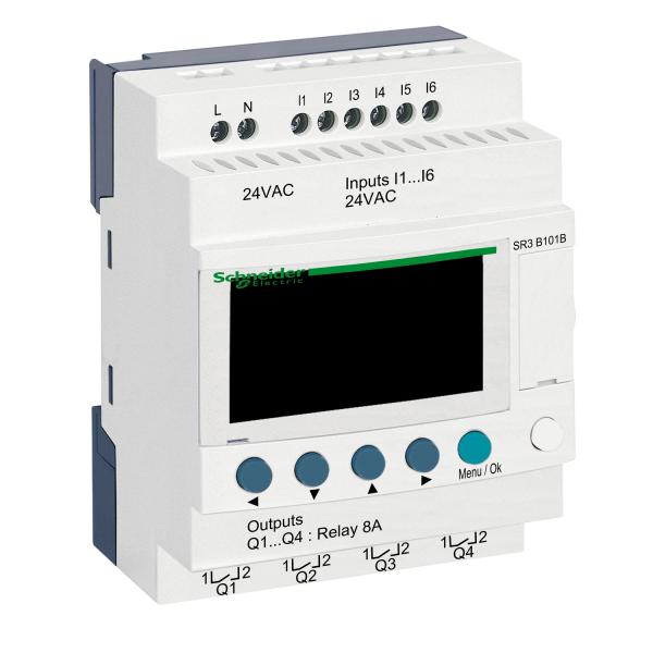 Photo Zelio Logic - relais intelligent modul.- 10 E/S - 24Vca - horloge - affichage | Ref : SR3B101B