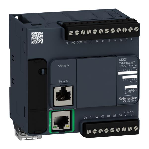 Photo Modicon M221, contrôleur 16E/S PNP, port Ethernet+série, 24VCC | Ref : TM221CE16T