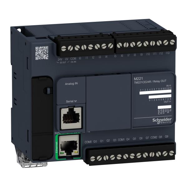 Photo Modicon M221, contrôleur 24E/S relais, port Ethernet+série, 100/240VCA | Ref : TM221CE24R