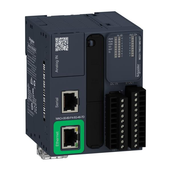 Photo Modicon M221 Book, contrleur 16E/S PNP, port Ethernet+srie, 24VCC, vis | Ref : TM221ME16T