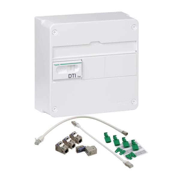 Photo LexCom Home - coffret Grade 2TV basic - 4xRJ45 cat6 extensible � 8 - 13M 1R | Ref : VDIR390006