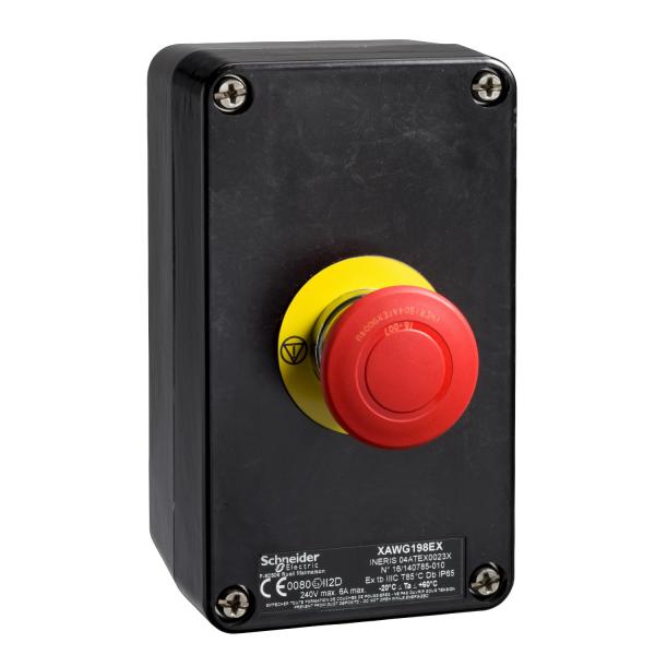 Photo Harmony - Boite a bouton atex metallique un bouton arret d urgence | Ref : XAWF198EX