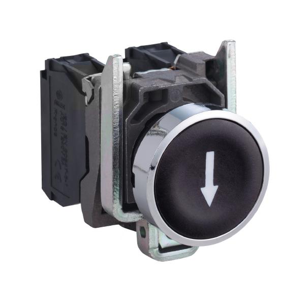 Photo Harmony XB4 - bouton poussoir  impulsion - 22 - marqu - noir - 1F - vis | Ref : XB4BA3351