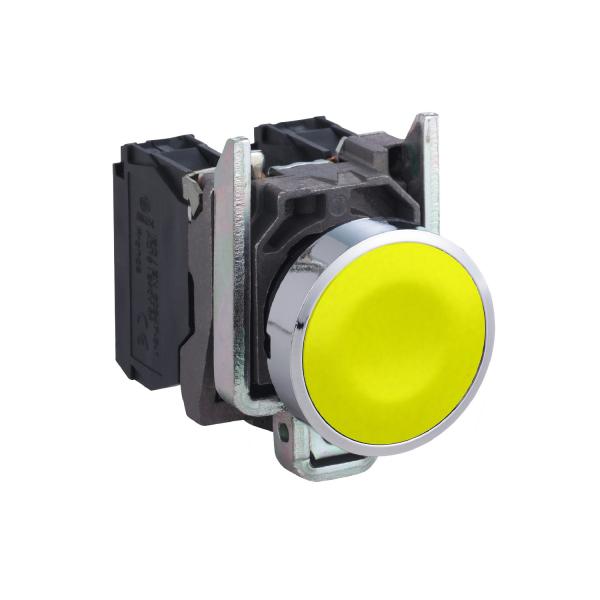 Photo Harmony XB4 - bouton poussoir  impulsion - 22 - jaune - 1F - vis trier | Ref : XB4BA51