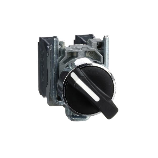 Photo Harmony XB4 - bouton tournant manette - 22 - 2 pos fix - noir - 1O+1F - vis tr | Ref : XB4BD25