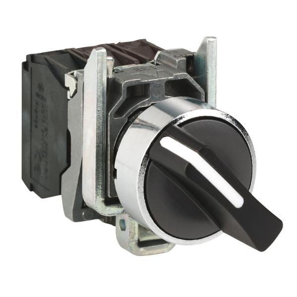 Photo Harmony XB4 - bouton tournant  manette - 22 - 2 pos  rap. - noir - 1F - vis | Ref : XB4BD41