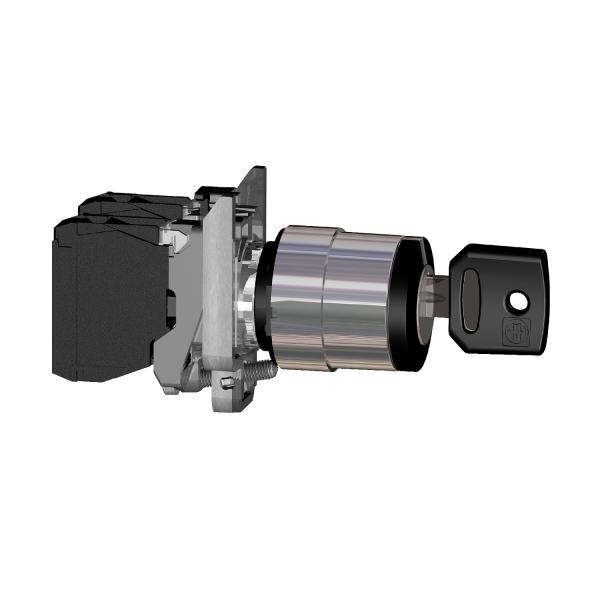 Photo Harmony XB4 - bouton  cl 455 - 22 - 3 pos fix - retr C - 2F - vis trier | Ref : XB4BG33
