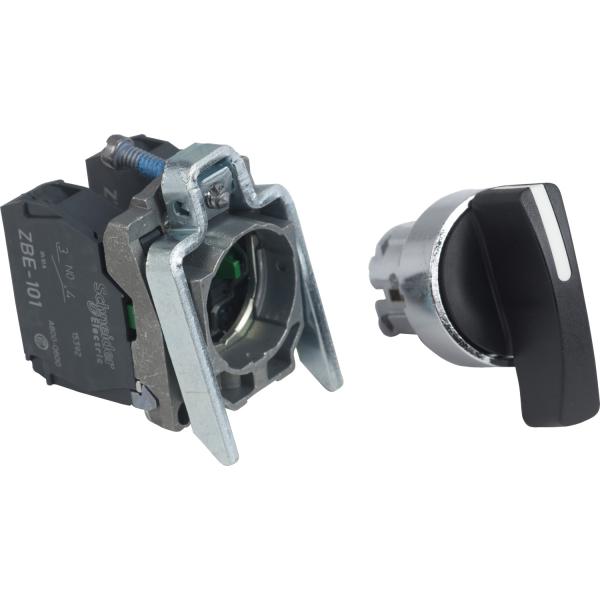 Photo Harmony XB4 - bouton tournant  crosse - 22 - 3 pos rap C - noir - 2F - vis tr | Ref : XB4BJ53
