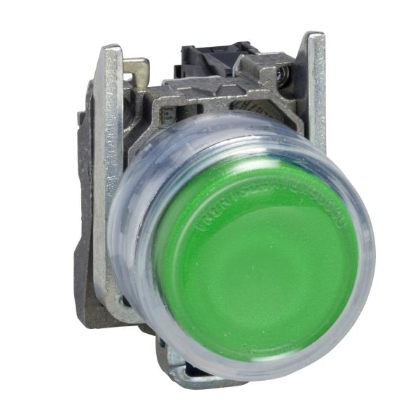 Photo Harmony XB4 - bouton poussoir  impulsion - 22 - capuchonn - vert - 1F - vis | Ref : XB4BP31
