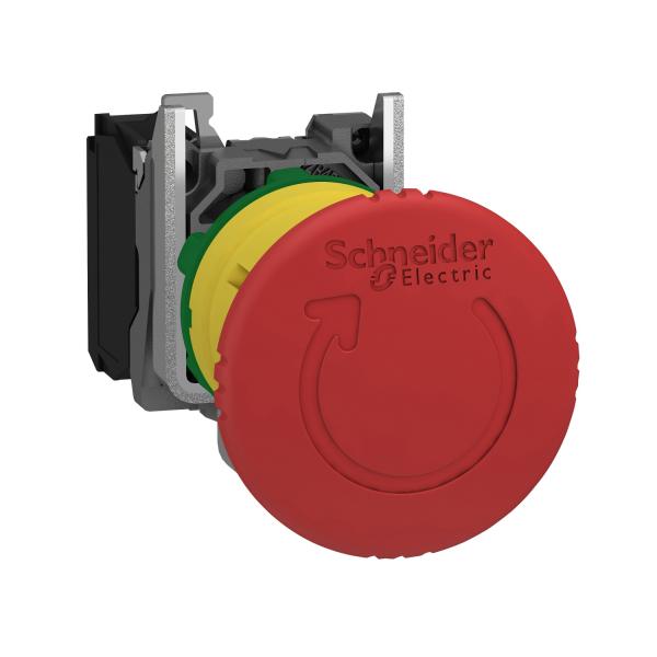 Photo Harmony XB4 - bouton arrt urgence - 40 - pousser tourner - rouge - 1O - vis | Ref : XB4BS8442