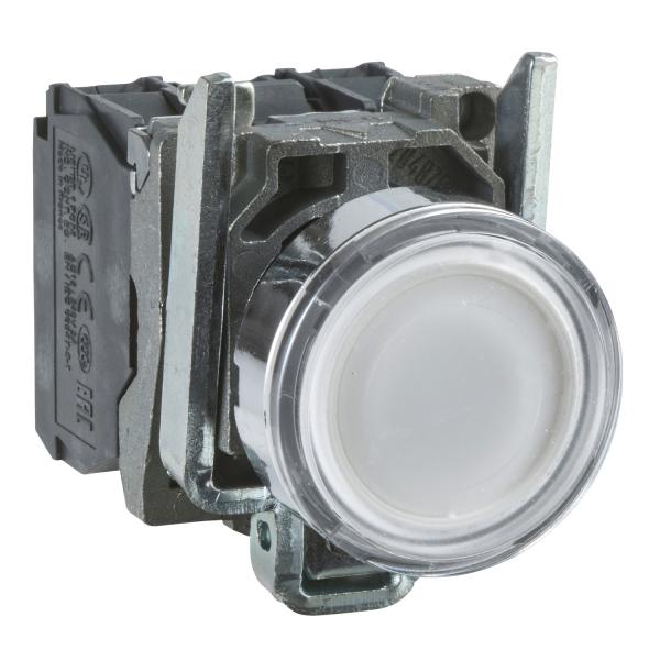 Photo Harmony XB4 - poussoir lumineux LED - 1F+1O - blanc - 22 - 24VACDC | Ref : XB4BW31B5
