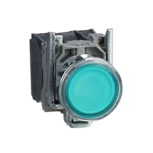 Photo Harmony XB4 - poussoir lumineux LED - 1F+1O - vert - 22 - 24VACDC | Ref : XB4BW33B5