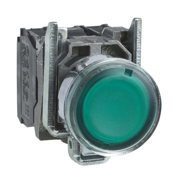 Photo Harmony XB4 - poussoir lumineux LED - 1F+1O - vert - 22 - 230VAC | Ref : XB4BW33M5