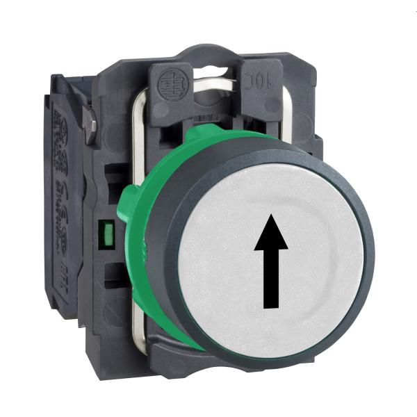 Photo Harmony XB5 - bouton poussoir impulsion - 22 - marqu - blanc - 1F - vis trier | Ref : XB5AA3341