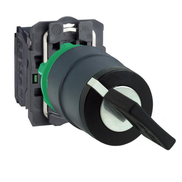 Photo Harmony XB5 - bouton tournant à manette - Ø22 - 2 pos à rap. - noir - 1F - vis | Ref : XB5AD41