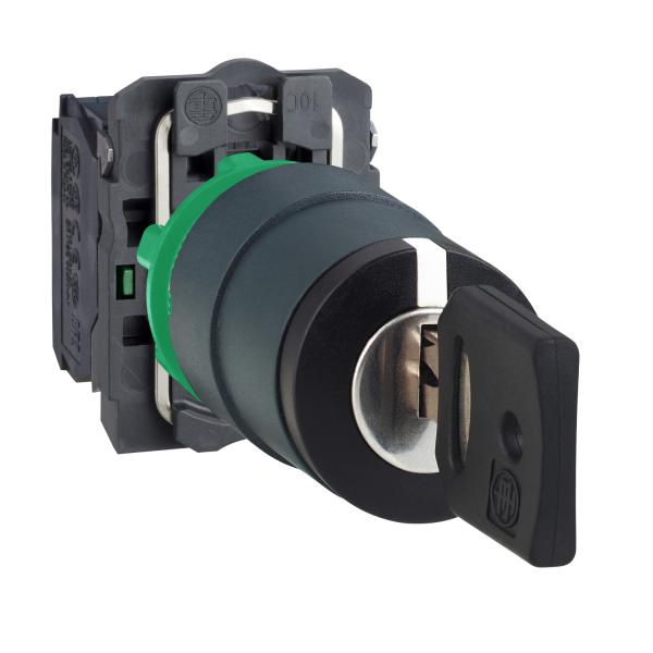 Photo Harmony XB5 - bouton  cl 455 - 22 - 3 pos fix - retr C - 2F - vis trier | Ref : XB5AG33