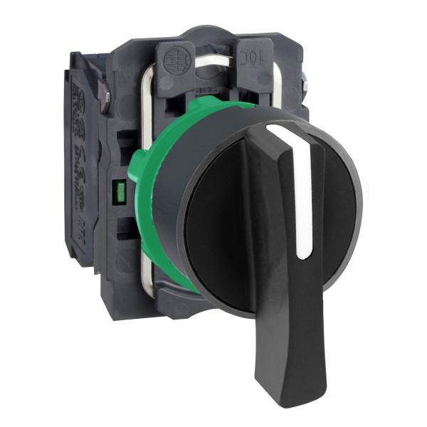 Photo Harmony XB5 - bouton tournant  crosse - 22 - 3 pos fix - noir - 2F - vis tr | Ref : XB5AJ33