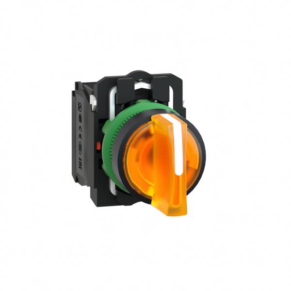 Photo Harmony XB5 - Slecteur lumineux - 3 positions Fixes - Vert - 1O+1F - 230/240VCA - LED - IK05 - 10A - collerette gris fonc | Ref : XB5AK135M5   
