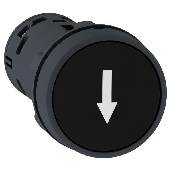 Photo Harmony bouton-poussoir affleurant - 22 - noir - 1F - blanc Flche bas | Ref : XB7NA21343