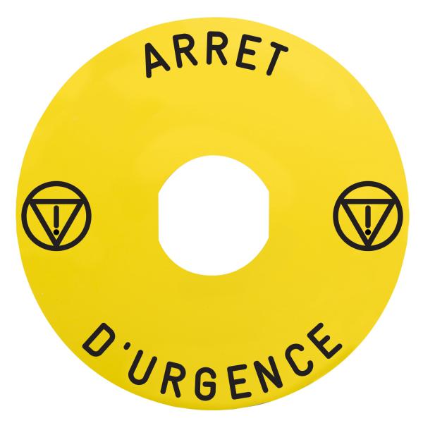 Photo Harmony - �tiq plate - jaune - logo EN - 'ARRET D'URGENCE' - �60 - pr ZBZ1605 | Ref : ZBY9130M