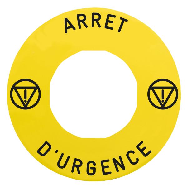 Photo Harmony étiquette circulaire Ø60mm jaune logo EN13850 ARRET D URGENCE pr ZBZ3605 | Ref : ZBY9130T