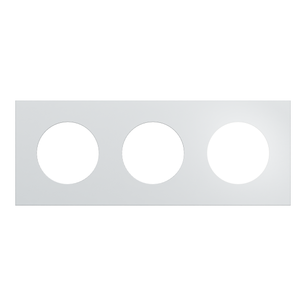 Vignette 2 produit New Odace  Mtal - plaque de finition 3 postes - effet Aluminium support blanc | Ref : S914706