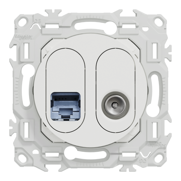 Vignette 2 produit New Odace  - prise mixte RJ45 Cat.6 STP + TV - blanc craie | Ref : S920141