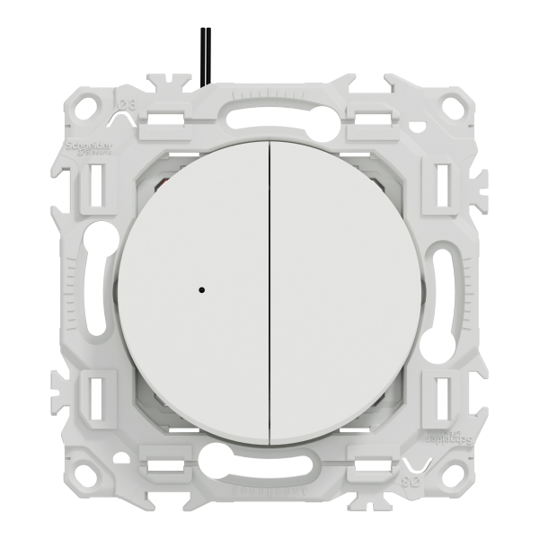 Vignette 2 produit New Odace  - double va-et-vient ou poussoir lumineux LED 0.15mA - 10AX - blanc craie | Ref : S920273
