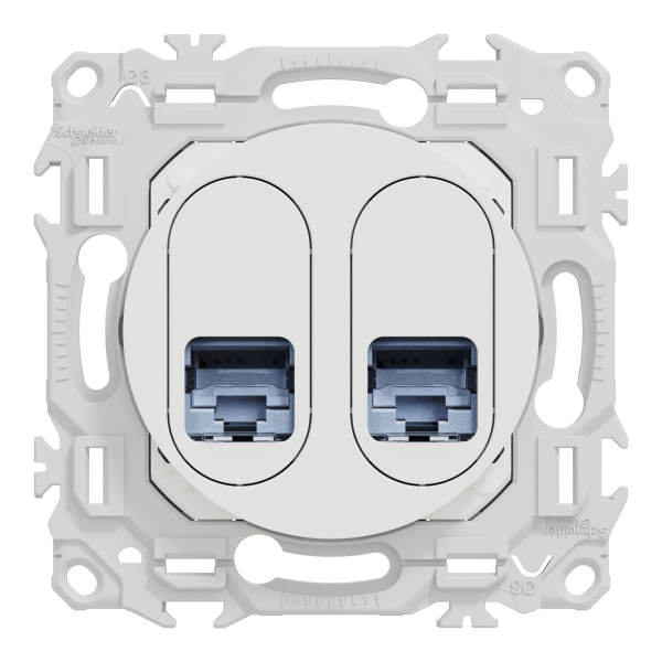 Vignette 2 produit New Odace  - prise double RJ45 - Cat6A STP grade 3TV - blanc craie | Ref : S920487