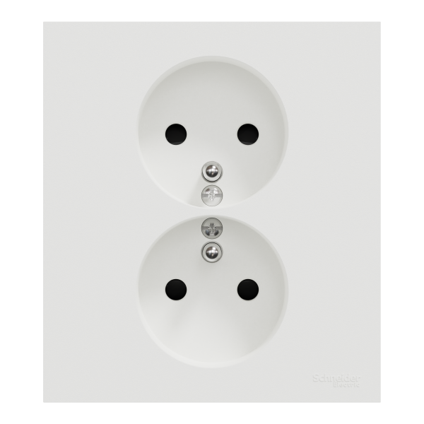 Vignette 2 produit New Odace  - double prise de courant 2P+T avec plaque - install 1 poste - blanc craie | Ref : S921089