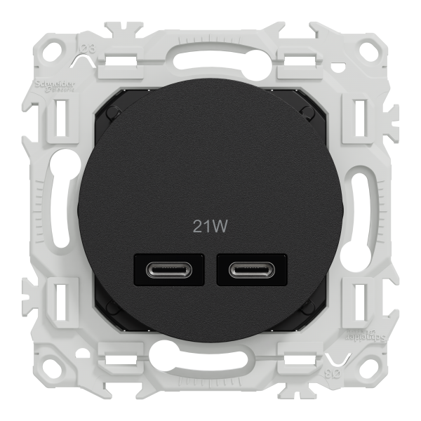 Vignette 2 produit New Odace  - chargeur double USB type C+C - 21W Power Delivery - noir onyx | Ref : S940401