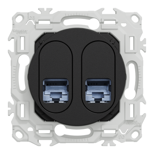 Vignette 2 produit New Odace  - prise double RJ45 - Cat6A STP grade 3TV - noir onyx | Ref : S940487