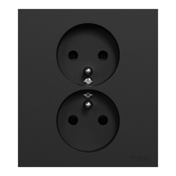Vignette 2 produit New Odace  - double prise de courant 2P+T avec plaque - install 1 poste - noir onyx | Ref : S941089