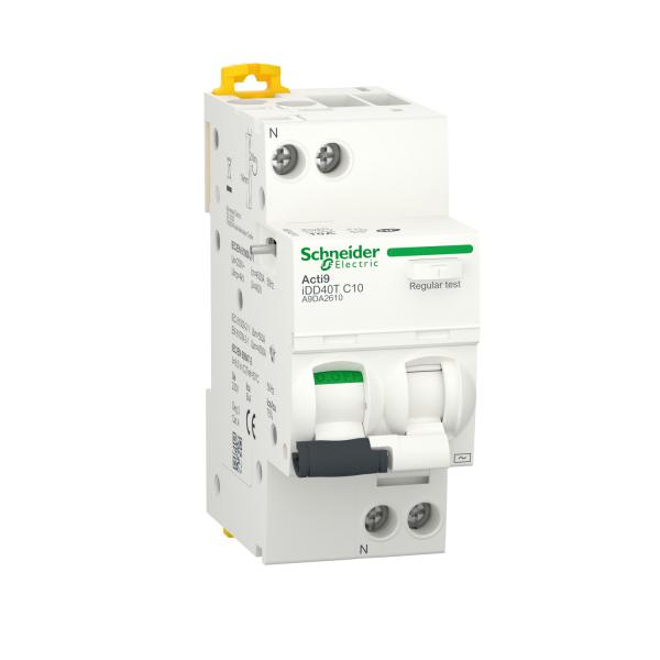 Vignette 2 produit Acti9 iDD40T - disjoncteur différentiel - 1P+N C 10A 4500A/6kA 300mA type AC | Ref : A9DA6610