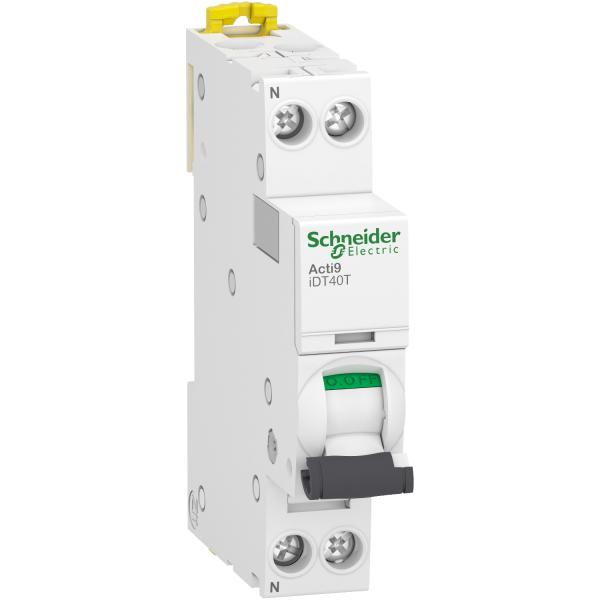 Vignette 2 produit Acti9 iDT40T - disjoncteur modulaire - 1P+N - 6A - courbe C - 4500A/6kA | Ref : A9P22606