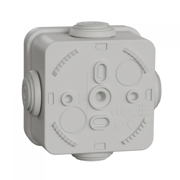 Vignette 2 produit Mureva Box, boite de dérivation IP55 + embouts 65x65x45, gris | Ref : ENN05002