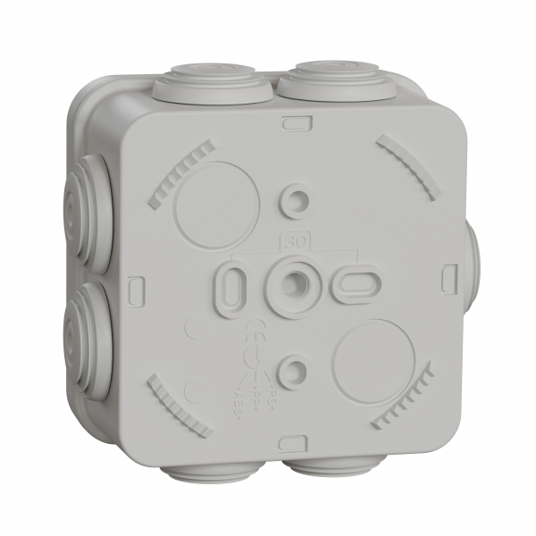 Vignette 2 produit Mureva Box, boite de drivation IP55 + embouts 80x80x45, gris | Ref : ENN05004