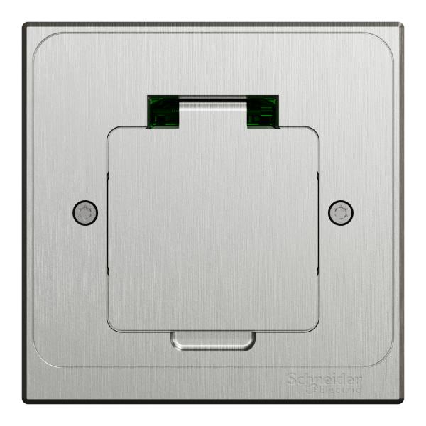 Vignette 2 produit Unica System+ - prise de sol carrée XS à encastrer - 2P+T 16A - metal brossé - IK08 - IP44 - profondeur 43mm - largeur 90mm - longueur 90mm - fixation par 2 vis fournies - compatible pour installation en faux plancher ou chape béton | Ref : INS52102