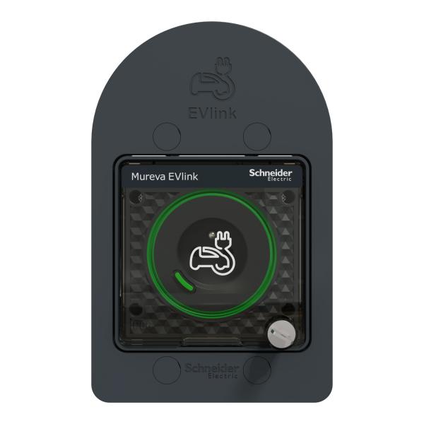 Vignette 2 produit Mureva EVlink - Prise de courant 2P+T renforc�e avec verrouillage cl� - IP66 IK08 - pour v�hicule �lectrique - avec indicateur de charge - avec pat�re int�gr�e - compatible Wiser - 16A 250VCA - 2.5 mm� - presse-�toupe inclus - gris RAL 7016 | Ref : MUR36015