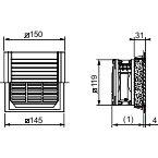 Vignette 2 produit ClimaSys CV - ventilateur - 300m3/h - 230V - IP54 - avec grille et filtre G2 | Ref : NSYCVF300M230PF