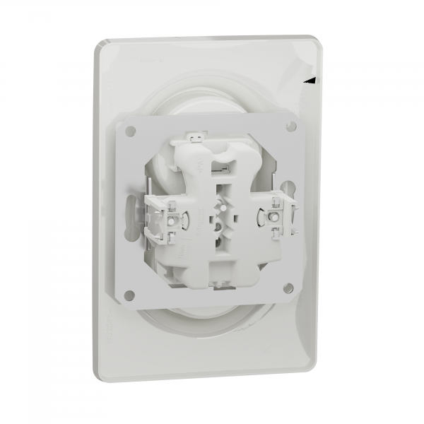 Vignette 2 produit Unica - prise 2P double pour bote 1P - FR - vis - Blanc - mca + plaque | Ref : NU206318