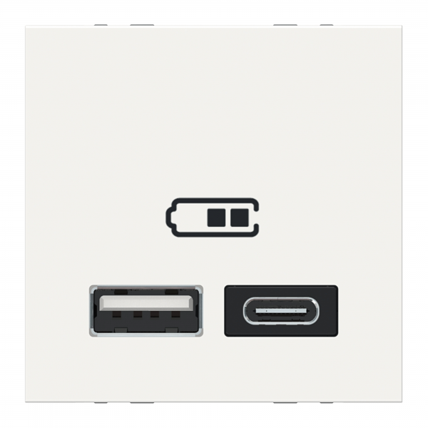 Vignette 2 produit Unica - chargeur USB double - 5Vcc - 2,4A type A+C - 2 modul - blanc - mca seul | Ref : NU301818