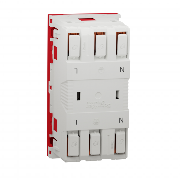 Vignette 2 produit Unica - prise double 2P+T - FR - 45 - connexion rapide - Rouge - mca seul | Ref : NU306903