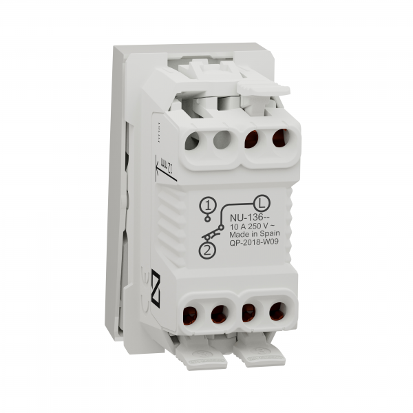 Vignette 2 produit Unica - bouton-poussoir NO/NF - 10A - connex rapide - 1 mod - Blanc - mca seul | Ref : NU313618