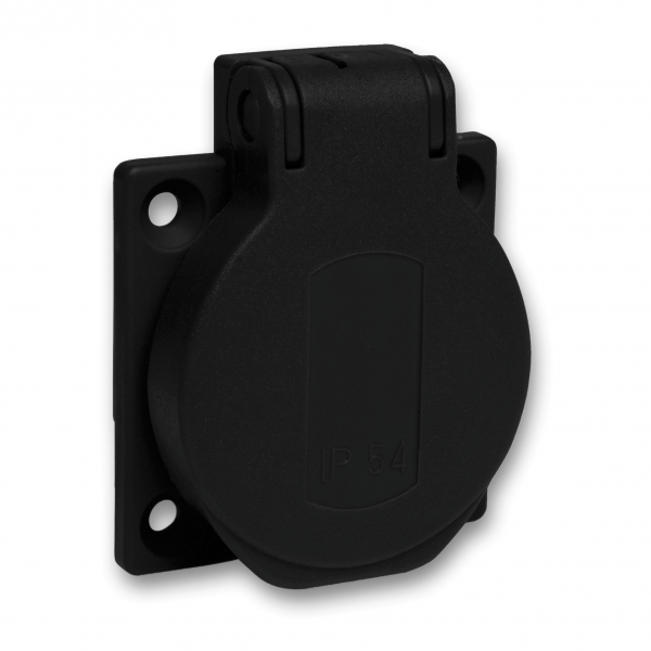Vignette 2 produit PratiKa - socle de prise NF 50x50mm - 2P+T 10-16 A - IP54 - connex. arr. - noir | Ref : PKN51N
