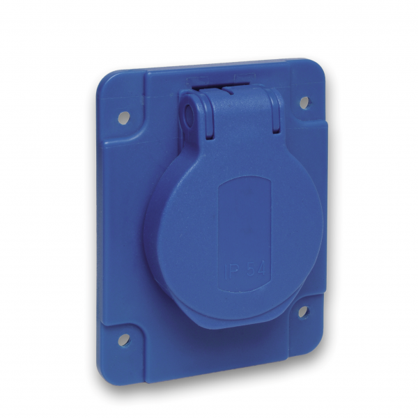Vignette 2 produit PratiKa - socle de prise Schuko 65x85mm - 2P+T 10-16 A IP54 connex. arr. - bleu | Ref : PKS61B
