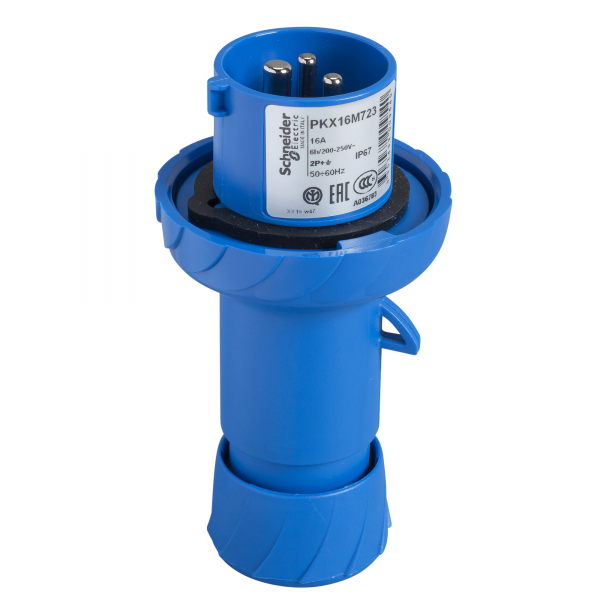 Vignette 2 produit PratiKa - fiche mobile industrielle droite - 32 A - 2P+T - 200-250 V CA - IP67 | Ref : PKX32M723