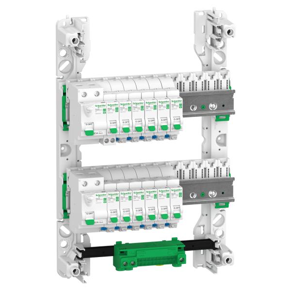 Vignette 2 produit Resi9 - tableau standard logement type T3 T4 - 2 ranges. technologie XE - H375mmxL252mmxP108mm - blanc (RAL 9003) - IP30 - 13 modules de 18mm (2 ranges) - compatibilit : Resi9 XE ID. Resi9 XE DM - installation en saillie | Ref : R9HPNFC15124P