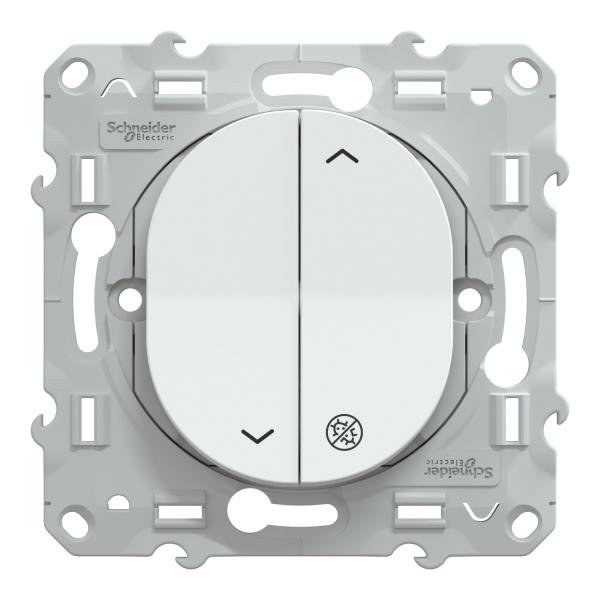 Vignette 2 produit Ovalis - interrupteur 2 boutons pour volet roulant - antibactérien - Fixation par vis - 3x2 bornes auto - 6 AX - 250 V CA 50 Hz - IK04 - IP21 D - couvercle de protection peinture - Certifié NF | Ref : S300208