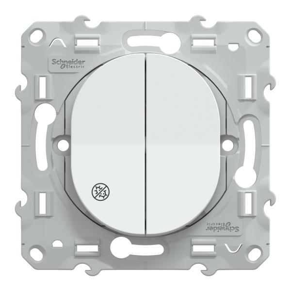 Vignette 2 produit Ovalis - double va-et-vient - antibactrien - Fixation par vis - 3x2 bornes auto - 10 AX - 250 V CA 50 Hz - IK04 - IP21 D - couvercle de protection peinture - Certifi NF | Ref : S300214